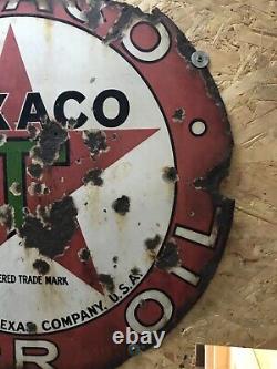 Original Motoring Enamel Sign Texaco Motor Oil American Advertising Rare