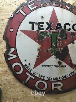 Original Motoring Enamel Sign Texaco Motor Oil American Advertising Rare