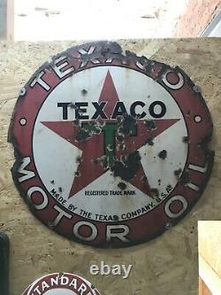 Original Motoring Enamel Sign Texaco Motor Oil American Advertising Rare