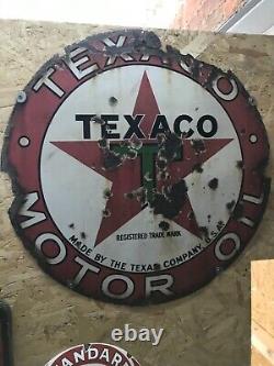 Original Motoring Enamel Sign Texaco Motor Oil American Advertising Rare