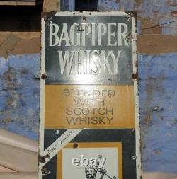 Original Old Vintage Very Rare Bagpiper Whisky Adv. Porcelain Enamel Sign Board