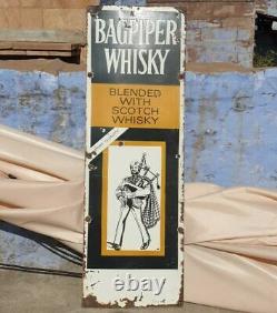 Original Old Vintage Very Rare Bagpiper Whisky Adv. Porcelain Enamel Sign Board