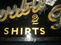 Original Rare Vintage Retro 1950s Neon Light Sign Shop Van Heusen Double 2 Shirt