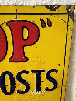 Original Red Top Steel Fence Post Sign Rare Agricultural Advertising Vintage