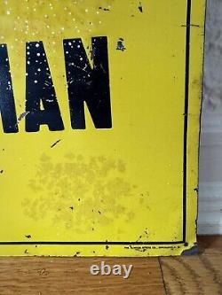 Original Red Top Steel Fence Post Sign Rare Agricultural Advertising Vintage