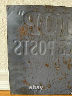 Original Red Top Steel Fence Post Sign Rare Agricultural Advertising Vintage