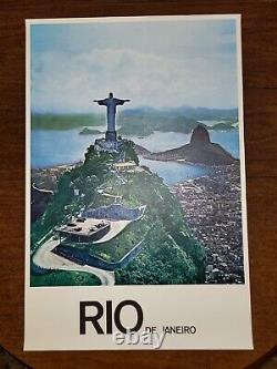 Original Rio de Janeiro Travel Poster 24.5 x 37 Advertising Brazil RARE Vintage