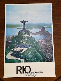 Original Rio de Janeiro Travel Poster 24.5 x 37 Advertising Brazil RARE Vintage