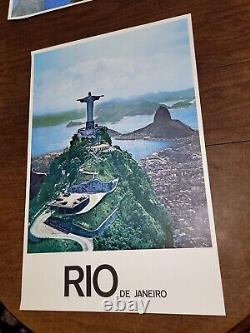 Original Rio de Janeiro Travel Poster 24.5 x 37 Advertising Brazil RARE Vintage