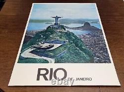 Original Rio de Janeiro Travel Poster 24.5 x 37 Advertising Brazil RARE Vintage