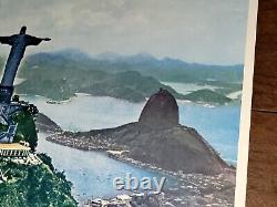 Original Rio de Janeiro Travel Poster 24.5 x 37 Advertising Brazil RARE Vintage