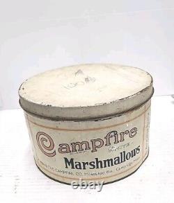 Original Vintage CAMPFIRE MARSHMALLOWS TIN Chicago Ill. Cambridge Mass. Rare