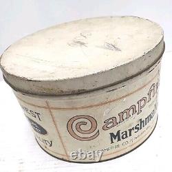 Original Vintage CAMPFIRE MARSHMALLOWS TIN Chicago Ill. Cambridge Mass. Rare