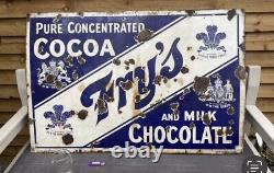 Original Vintage Early 20th Century Fry's Chocolate Enamel Sign. Rare / Scarce