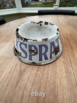 Original Vintage Enamel Advertising Spratts Dog Bowl -Rare Old Bottle Codds Pot
