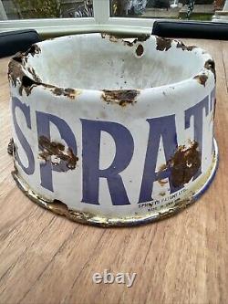 Original Vintage Enamel Advertising Spratts Dog Bowl -Rare Old Bottle Codds Pot