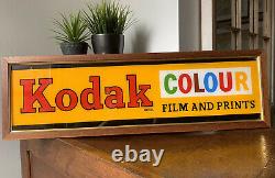 Original Vintage Kodak Film Framed Glass Advertising Shop Sign RARE