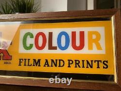 Original Vintage Kodak Film Framed Glass Advertising Shop Sign RARE