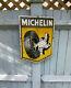 Original Vintage Michelin Shield Enamel Advertising Sign Automobilia Rare