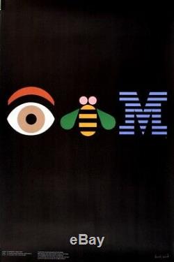 Original Vintage Poster IBM by Paul Rand 1982 Technology Graphic Design Rare