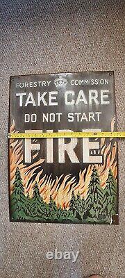 Original Vintage Rare Enamel Sign Forestry Commission Do Not Start Fires