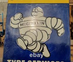 Original Vintage Rare Michelin Tyre Service Embossed Porcelain Enamel Sign Board