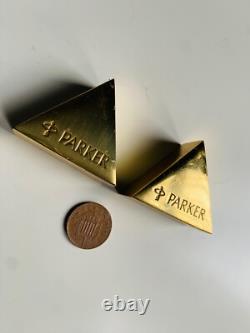 PARKER PEN SIGN Vintage Parker Pen Shop Display Advertising Gold Tone Rare 1980s