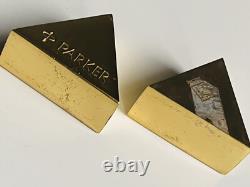 PARKER PEN SIGN Vintage Parker Pen Shop Display Advertising Gold Tone Rare 1980s