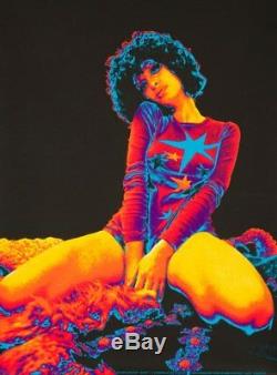 PSYCHEDELIC SITTING GIRL BLACK LIGHT German poster A1 Rolled VERY RARE