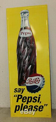 Pepsi Cola Bottle Signs Vintage Style Embossed Large 48 x 18 Country Store Add