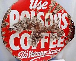 Polson's Coffee Butter Advertise Sign Vintage Porcelain Enamel Double Sided Rare