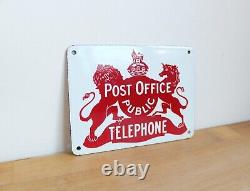 Post Office Vintage Public Telephone sign Enamel Rare Antique