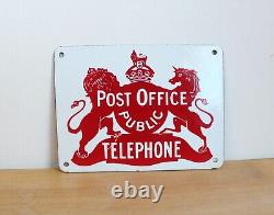 Post Office Vintage Public Telephone sign Enamel Rare Antique