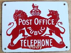 Post Office Vintage Public Telephone sign Enamel Rare Antique