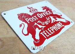 Post Office Vintage Public Telephone sign Enamel Rare Antique