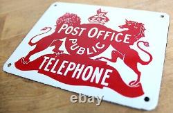 Post Office Vintage Public Telephone sign Enamel Rare Antique