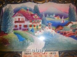 RARE! 1930 Vintage German Plastic DEEP Embossed Calendar Great Prop
