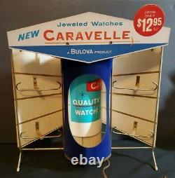 RARE BULOVA Caravelle Illuminated Motion Window Display Vintage 50's Advertising