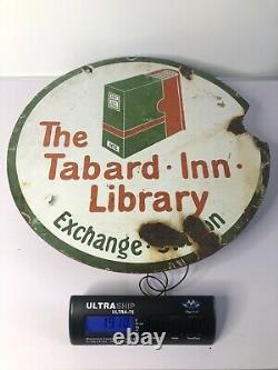 RARE Enamel Sign The Tabard Inn Library Double Sided Original