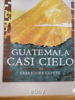 RARE Framed STARBUCKS Coffee Vintage Sign Wall Art Decor Guatemala Casi Cielo