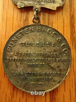 RARE Funsten Fur Watch Fob Trapping St. Louis. Advertising FUNSTEN BROS. VINTAGE