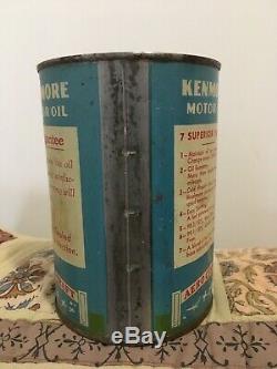 RARE Kenmore Graphic Motor Oil Can Qt Gas Sign Old Vintage Rt 66 Original