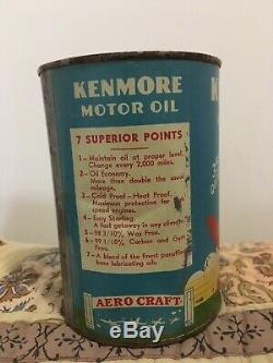 RARE Kenmore Graphic Motor Oil Can Qt Gas Sign Old Vintage Rt 66 Original