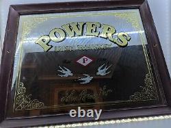 RARE LARGE POWER'S IRISH WHISKEY man cave PUB BAR MIRROR VINTAGE ADVERTISING BR