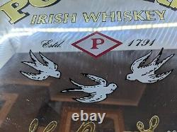 RARE LARGE POWER'S IRISH WHISKEY man cave PUB BAR MIRROR VINTAGE ADVERTISING BR