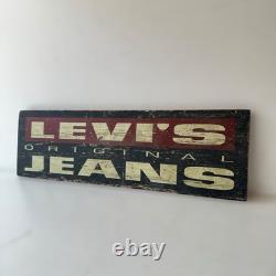 RARE LEVIS ORIGINAL JEANS Wooden Advertising Board Sign Vtg Y2K 6x18