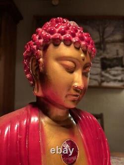 RARE! Large Vintage 1930's Shop Display THE HINDU INCENSE Chalk Ware Buddha Lamp