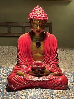 RARE! Large Vintage 1930's Shop Display THE HINDU INCENSE Chalk Ware Buddha Lamp