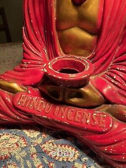 RARE! Large Vintage 1930's Shop Display THE HINDU INCENSE Chalk Ware Buddha Lamp