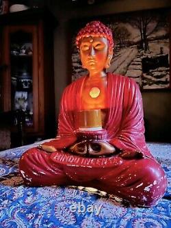 RARE! Large Vintage 1930's Shop Display THE HINDU INCENSE Chalk Ware Buddha Lamp